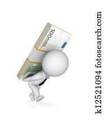 klein, person, mit, a, verpacken, von, euro, auf, dass, back.