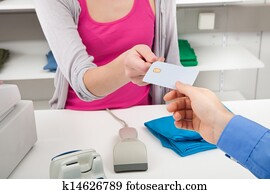 klient, ræk ræk, kontokort, til, en, kasserer