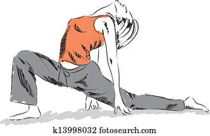 kvinna, genomkörare, yoga, illustration