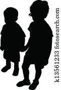 két gyerek, árnykép