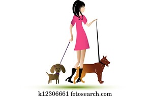 Lady walking dogs Lady walking dogs