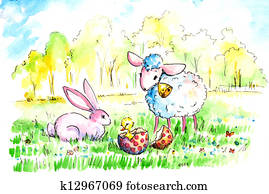 Lamb and bunny Lamb and bunny