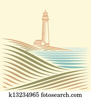 landscape with sea and Lighthouse landscape with sea and Lighthouse