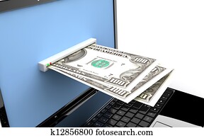 Laptop with money