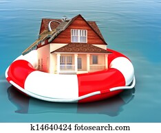 lar, flutuante, ligado, um, vida, preserver.