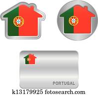 lar, ícone, ligado, a, bandeira portugal