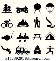 lazer, e, recreação, ícones