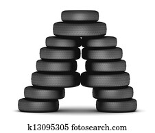 Letter A from stacked tire Letter A from stacked tire