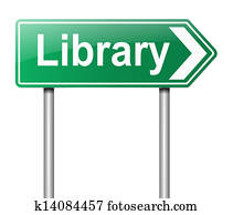 Library sign. Library sign.