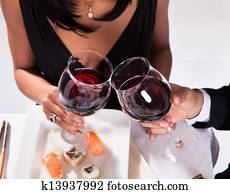 liebespärchen, toasten, rotwein