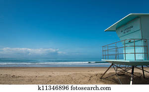 Lifeguard hut at beach with copy space