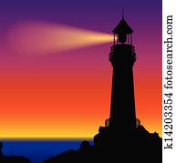 Lighthouse silhouette in sunset Lighthouse silhouette in sunset
