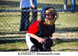 Little baseball catcher