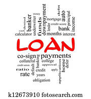 Loan Word Cloud Concept in Red Caps Loan Word Cloud Concept in Red Caps