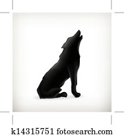 lobo, silueta, vetorial