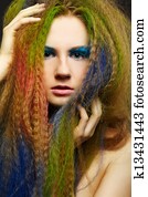 long-haired curly redhead woman