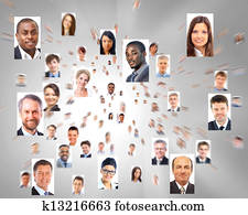 lotes, de, aislado, retratos, de, empresarios