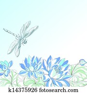 Lotus flower and dragonfly. Lotus flower and dragonfly.