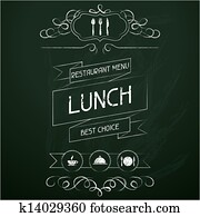 Lunch on the restaurant menu chalkboard. Lunch on the restaurant menu chalkboard.