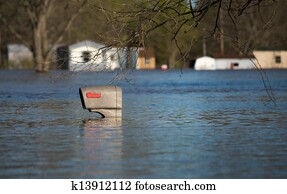 Mailbox in flood water Mailbox in flood water