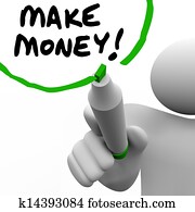 Make Money Man Writing Words Teaching Success to Get Rich Make Money Man Writing Words Teaching Success to Get Rich