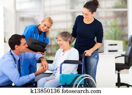 male doctor comforting senior patient