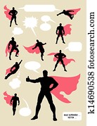 Male Superhero Silhouettes Male Superhero Silhouettes