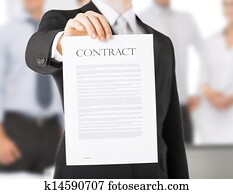 man, met, contracteren