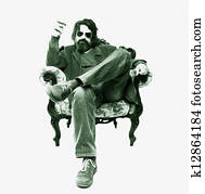 Man sitting in a armchair, smoking