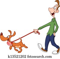 Man walking dog Man walking dog