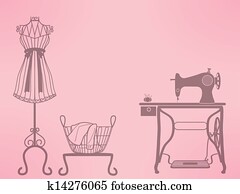 mannequin and sewing machine mannequin and sewing machine