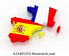 Map of France and Spain. Map of France and Spain.