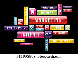 marketing internet, nube, texto, concepto