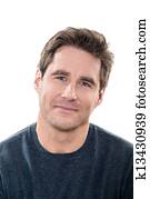 mature handsome man blue eyes smiling portrait 