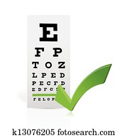 Medical Eye Chart with a checkmark. Good vision Medical Eye Chart with a checkmark. Good vision