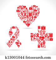Medical icons make heart, aids, cross
