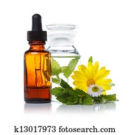 medicina herbácea, ou, aromatherapy, conta-gotas, garrafa