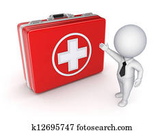 medico, valigia, e, 3d, piccolo, person.