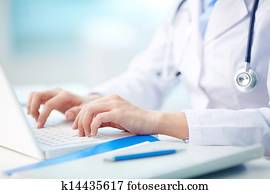 medicīnas students, cilvēks, pārrakstīšana uz mašīnas