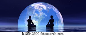Meditation for earth - 3D render Meditation for earth - 3D render