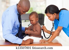 medizinische, assistent, untersuchen, a, baby