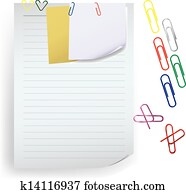 Memo note with paper clip vector