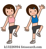 menina, fazer, aeróbica