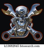 metall, גולגולת, עם, מנוע