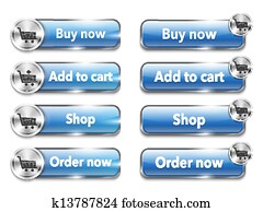 Metallic web elements/buttons for online shopping Metallic web elements/buttons for online shopping