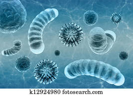 Microscopic view of virus and bacteria Cells