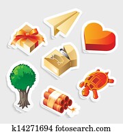 Miscellaneous sticker icon set Miscellaneous sticker icon set