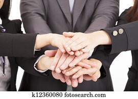 mitarbeitergruppe, mit, hand, gemeinsam, für, gemeinschaftsarbeit, begriff