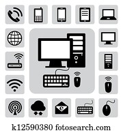 Mobile devices , computer and network connections icons set. Illustration Mobile devices , computer and network connections icons set. Illustration