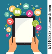 mobile phone with icons - infographic and website background